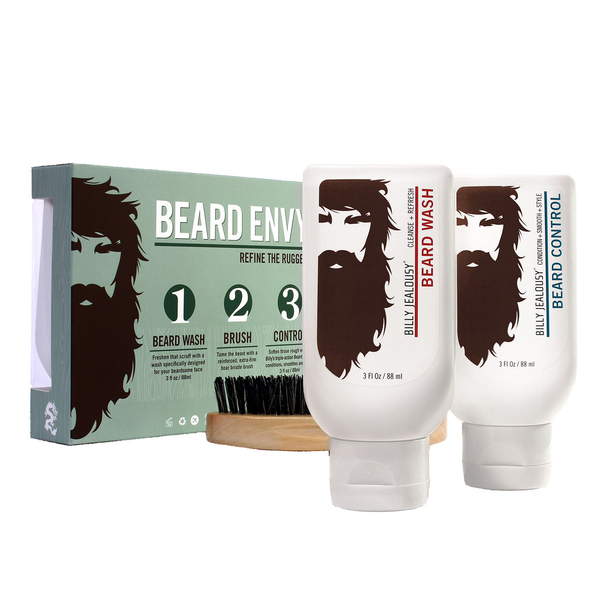 Billy Jealousy Beard Envy Kit (Beard Wash, Beard Control W/ Brush)