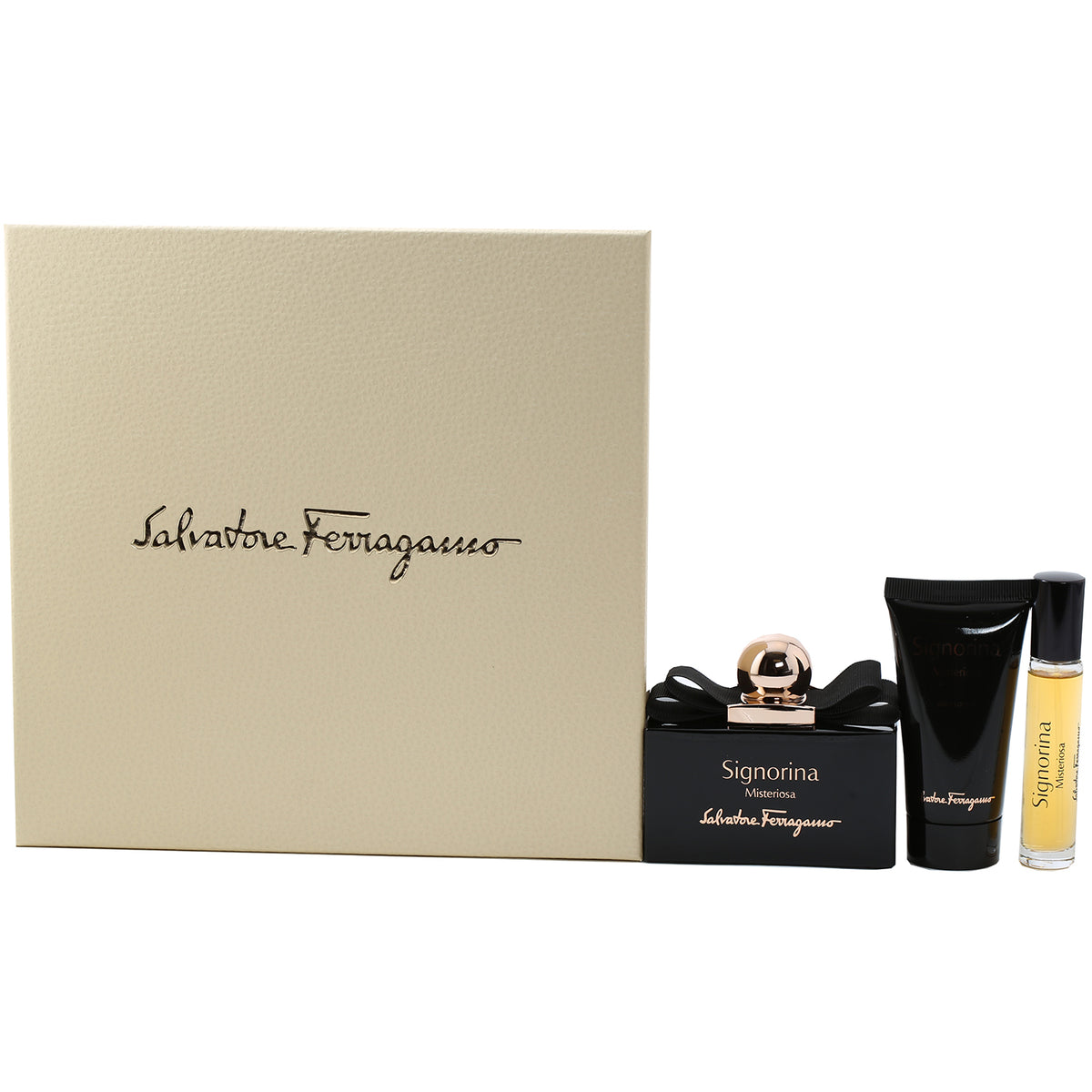 Ferragamo Misteriosa Ladies Set- 1.7 OZ Body Lotion, 3.4 OZ EDP, .34 OZ EDP