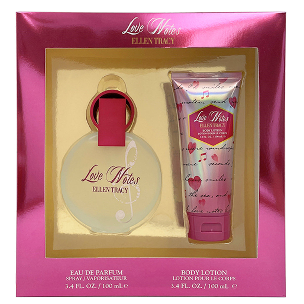 Ellen Tracy Love Notes Set-3.4 OZ EDP/ 3.4 OZ Body Lotion Window Box