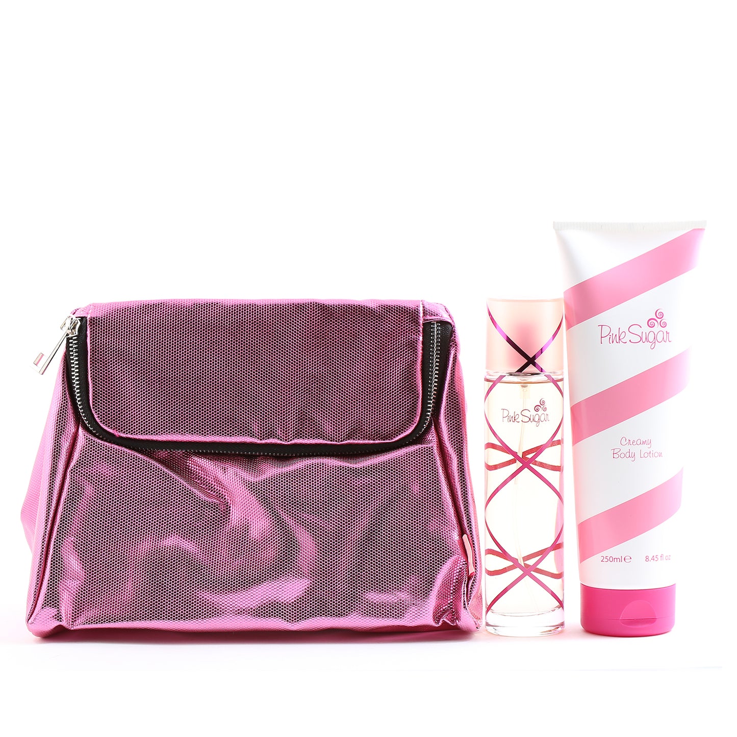 PINK SUGAR 3.4 EDT SPRAY/BODY CREAM 8.45 OZ & POUCH