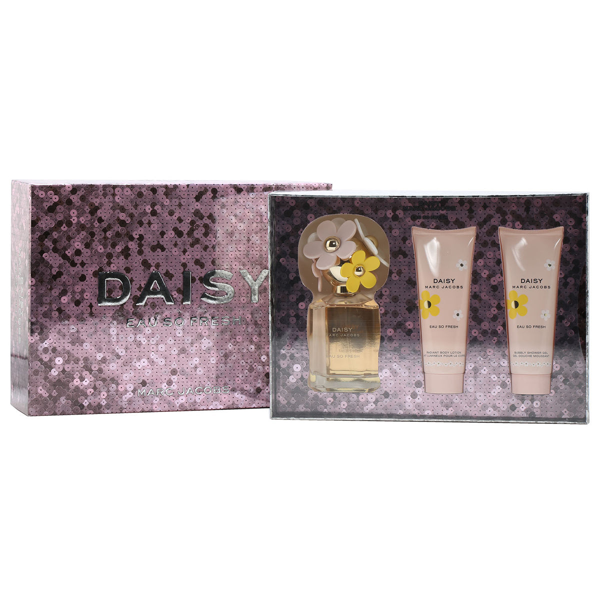 Marc Jacobs Daisy Eau So Fresh Set 2.5 OZ EDP Spray/ 2.5 OZ Body Lotion/ 2.5 OZ Shower Gel