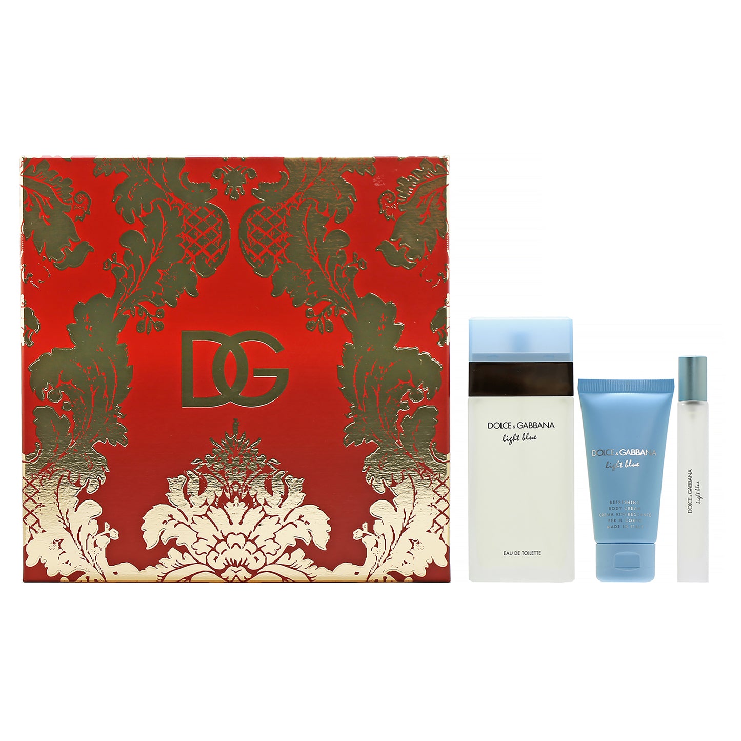 DOLCE & GABBANA LIGHT BLUE LADIES SET 3.4EDT/1.7BC/.33EDT