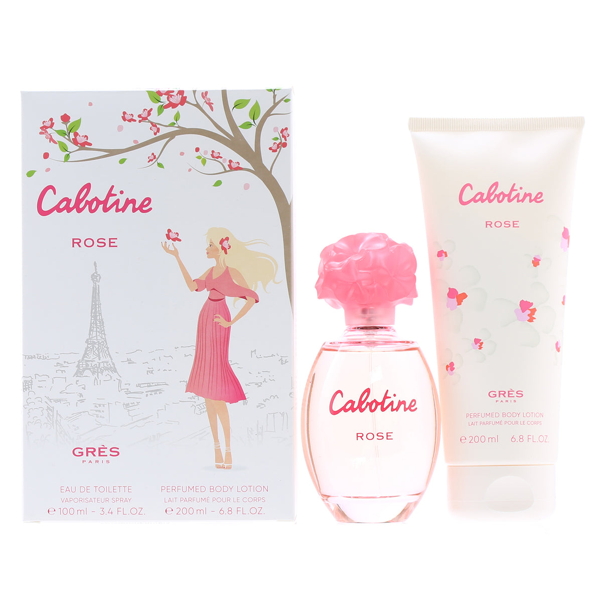 Cabotine Rose by Parfums Gres Set 3.4 OZ EDT, 6.8 OZ Perfumed Body Lotion