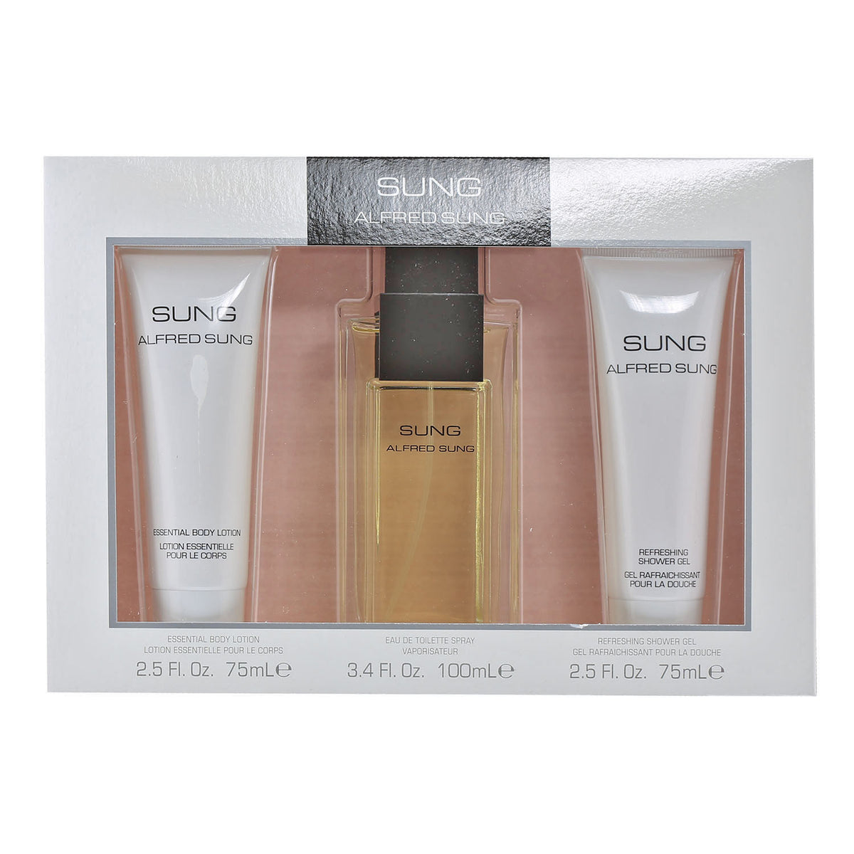 Alfred Sung for Women 3.3 OZ EDT Spray/2.5 OZ Body Lotion/ 2.5 OZ Shower Gel