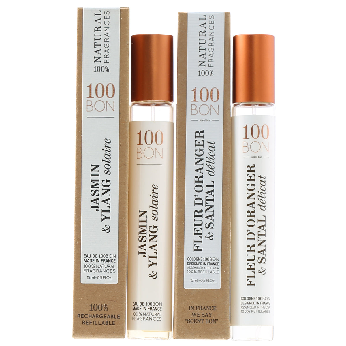 Duo 100BON Fleur D'Oranger & Santal + Jasmine & Ylang .5 OZ Pen Sprays