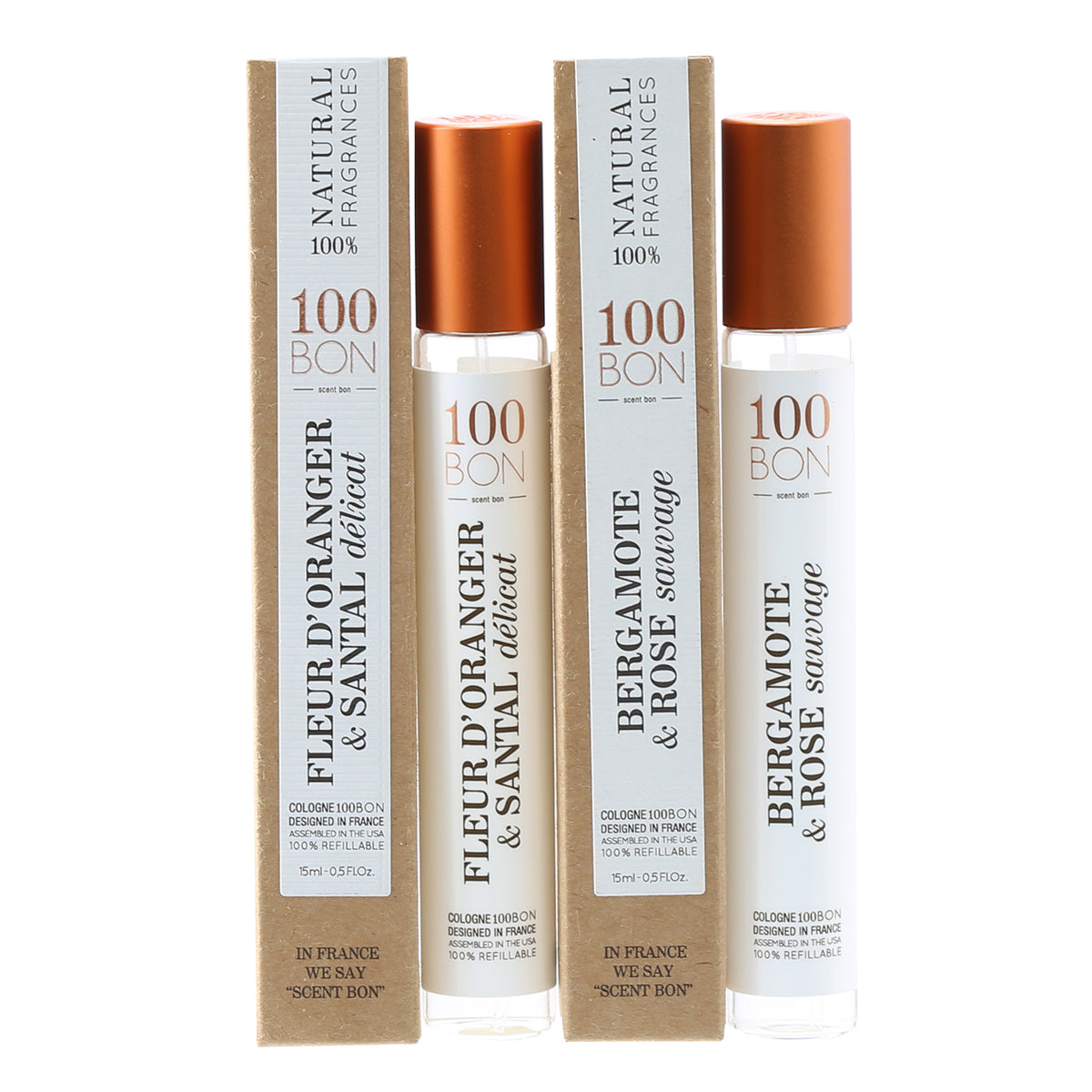 100BON Bergamote & Rose Savage .5 OZ, Fleur D'Oranger & Santal .5 OZ Pen Spray