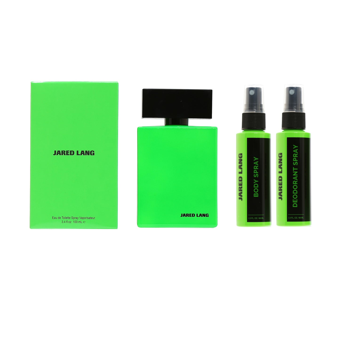 JARED LANG 3.4 OZ EDT SPRAY + 2 OZ BODY SPRAY + 2 OZ DEO SPRAY