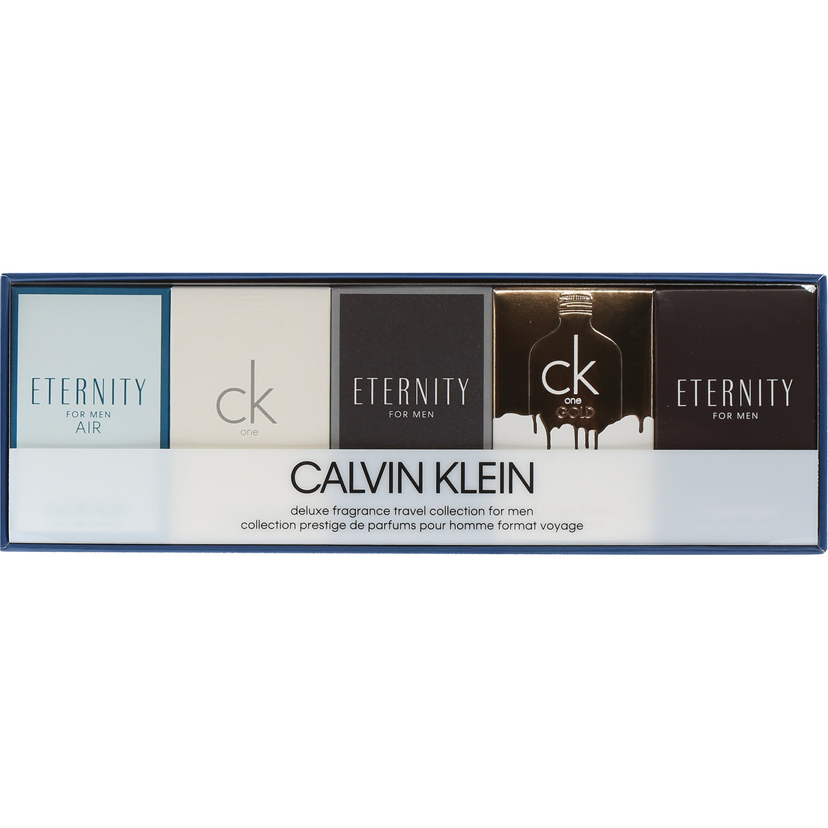 Calvin Klein Mens Mini Set .33 OZ Eternity Air, .33 OZ CK One, .33 OZ Eternity EDT, .33 OZ GK Gold, .33 OZ Eternity EDP