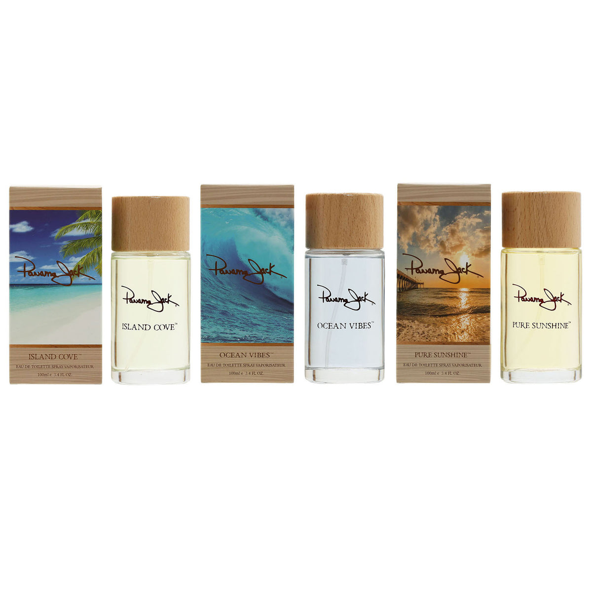Trio Panama Jack 3.4 OZ Sprays; Island Cove, Ocean Vibes, Pure Sunshine