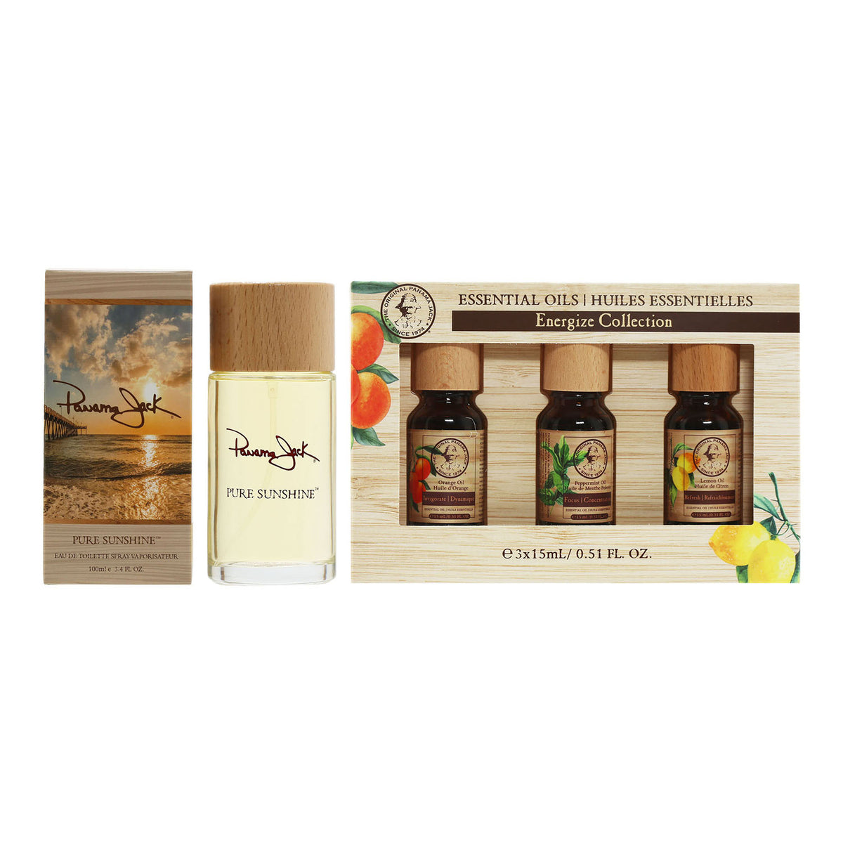 Duo Panama Jack Essential Oils Energize Set + Pure Sunshine 3.4 OZ Spray