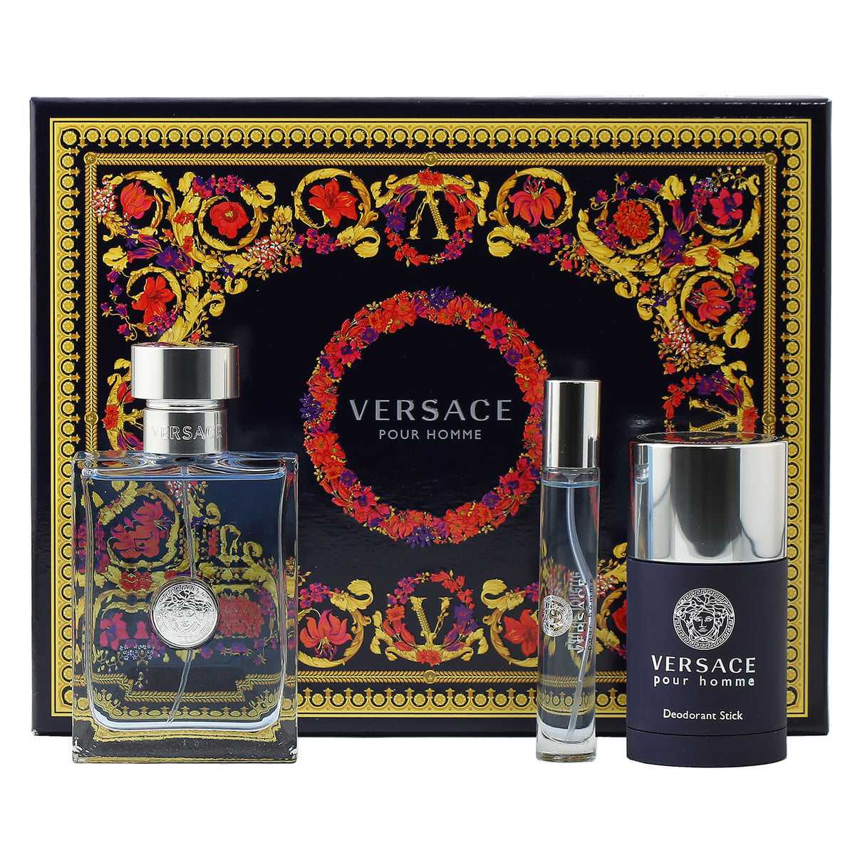 Versace Pour Homme Set- 3.4 OZ EDT, .3 OZ EDT, 2.5 OZ Deodorant Stick