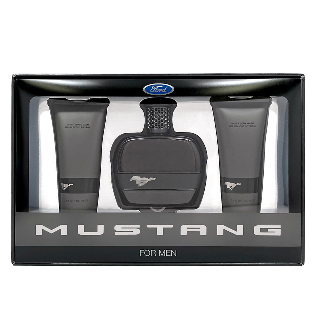 Mustang Black Set-3.4 EDT/3.4 Hair Body Wash/ 3.4 After Shave Balm