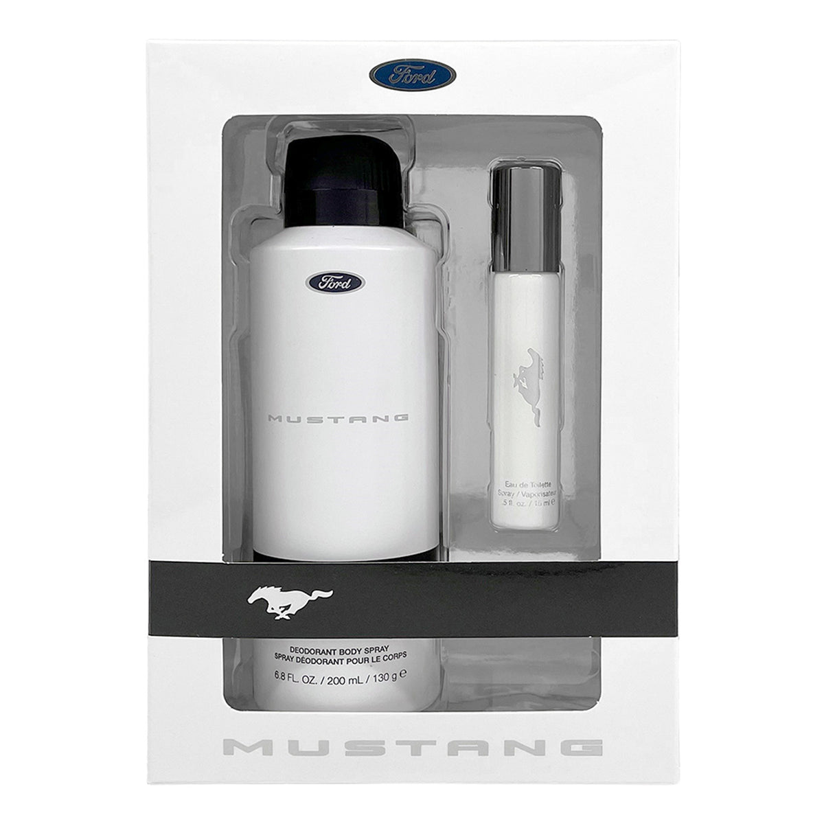 Mustang White Mens Set- 6.7 OZ Body Spray/ .5 OZ EDT Spray