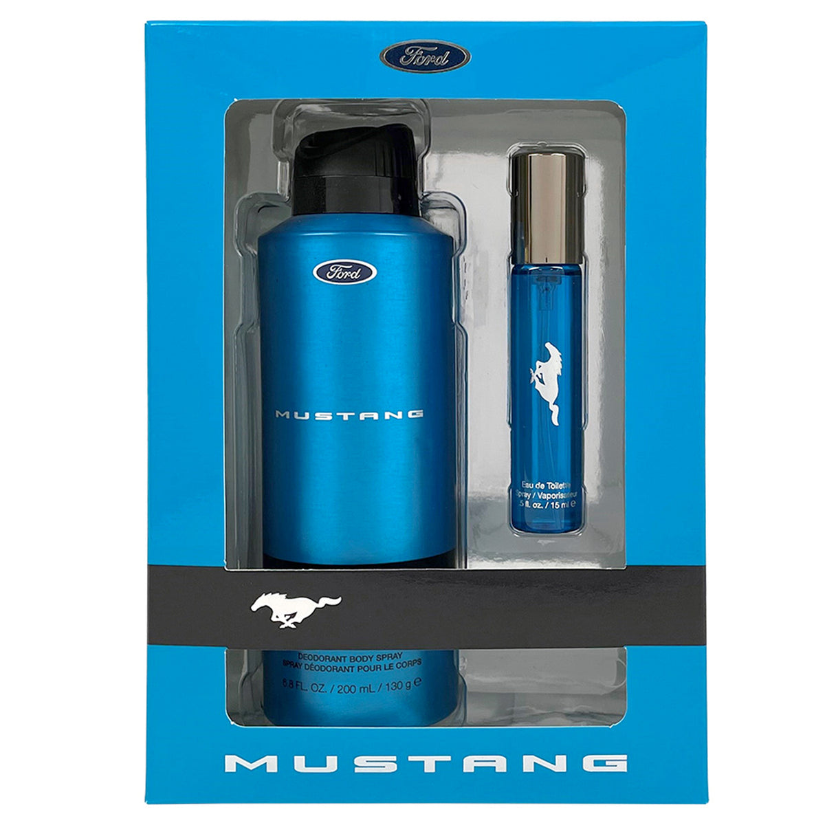 Mustang Blue Mens Set-6.7 OZ Body Spray/ .5 OZ EDT Spray