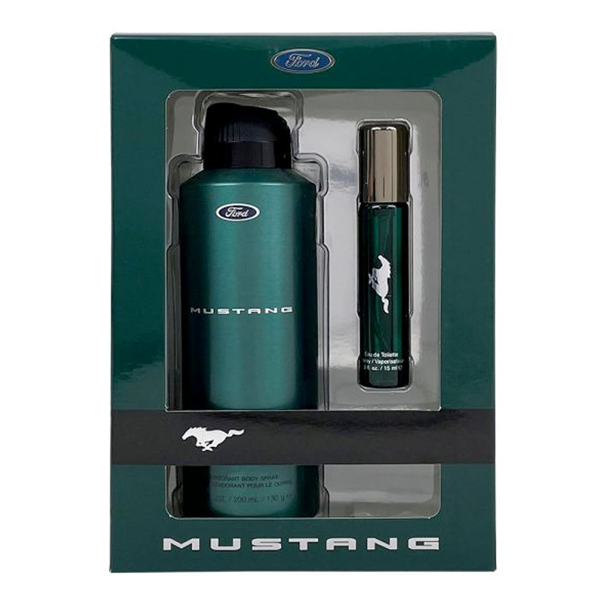 Mustang Green Mens Set-6.7 OZ Body Spray/ .5 OZ EDT Spray
