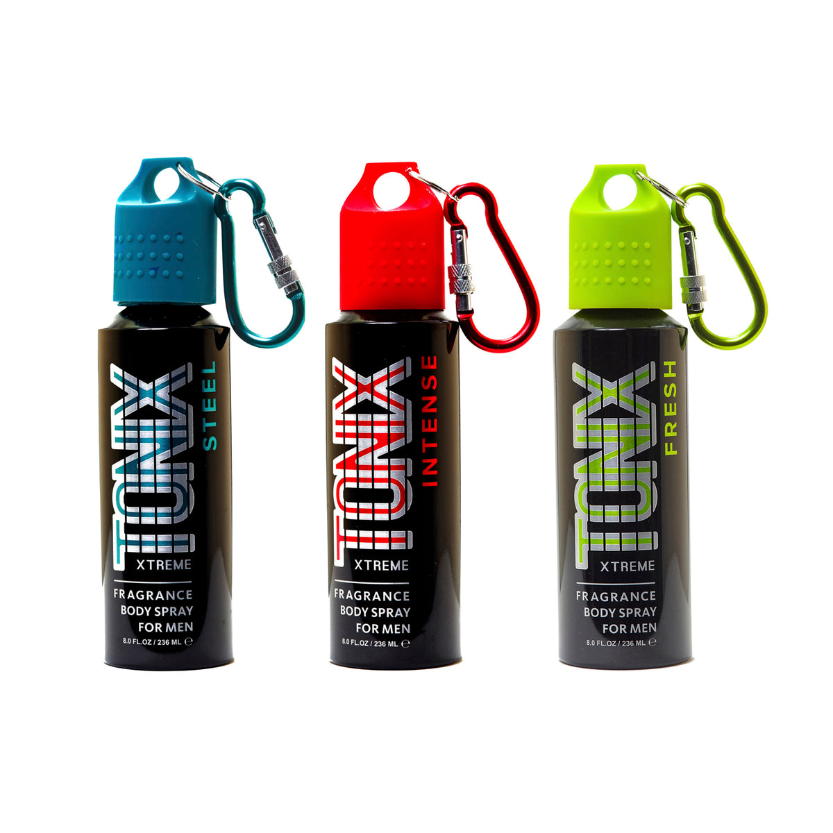 Tonix 8 OZ Body Spray Trio for Men Fresh/Intense/Steel