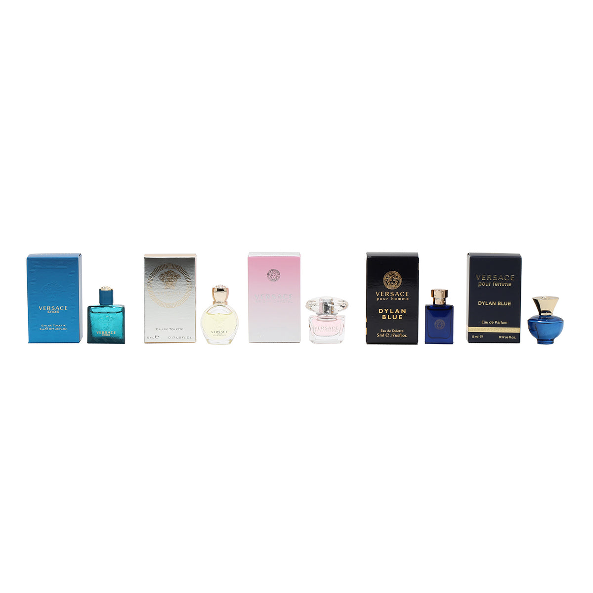 Versace His and Hers Set for Men: Eros, Dylan Blue for Ladies: Eros, Bright Crystal, Dylan Blue