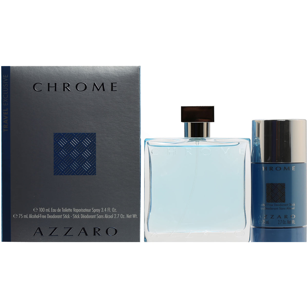 Azzaro Chrome for Men 3.4 Spray/2.5 OZ Deo Stick