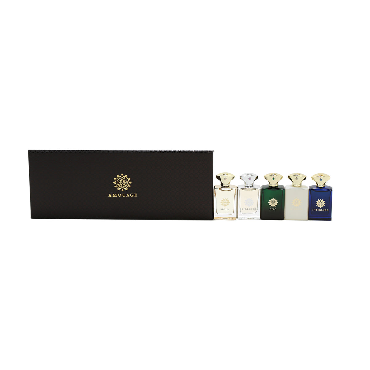 Amouage Mens Mini EDP Set Gold Man, Reflection Man, Epic Man, Honour Man, Interlude Man (5) .3 OZ
