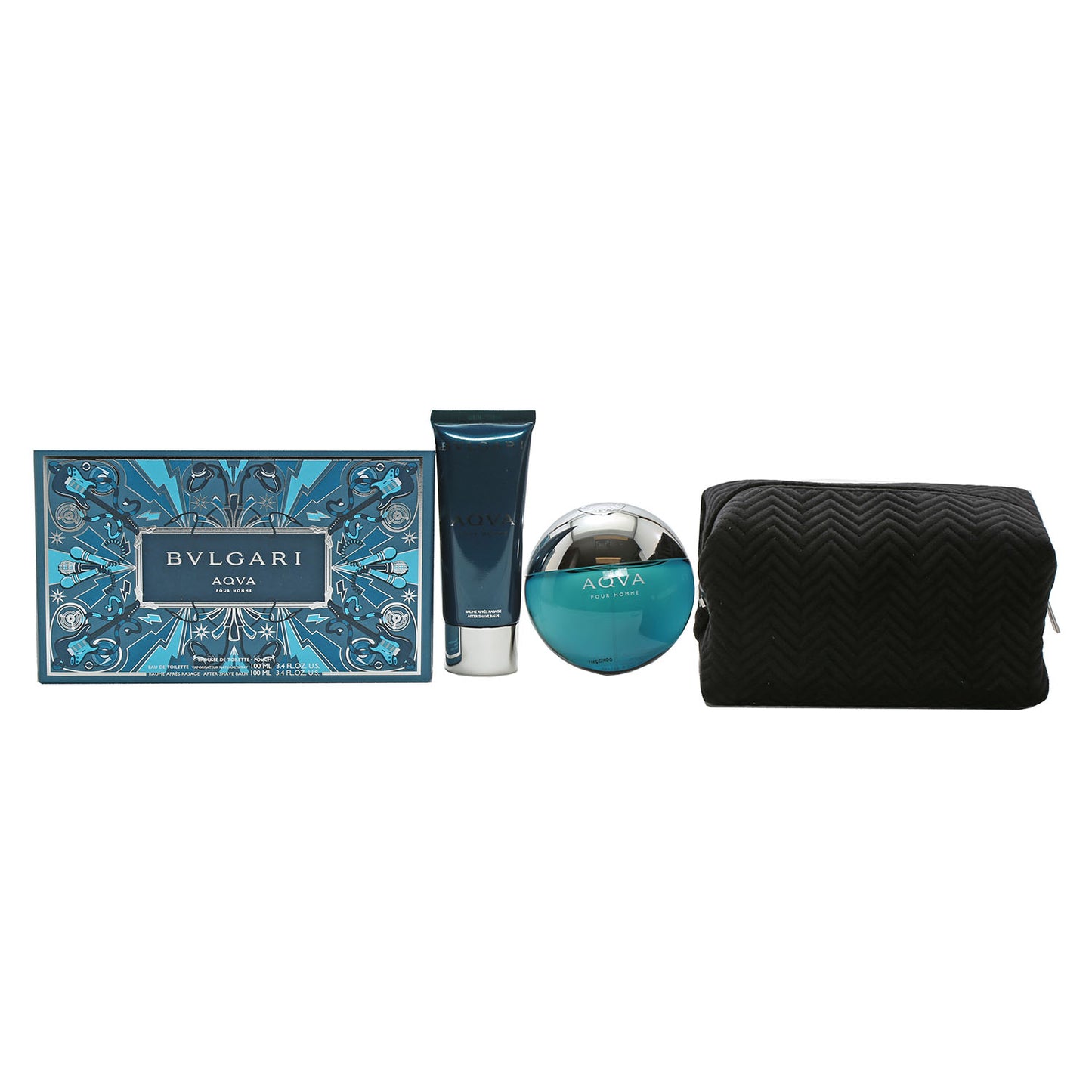 BVLGARI AQVA 3.4 OZ EDT, 3.4 OZ AFTER SHAVE, POUCH