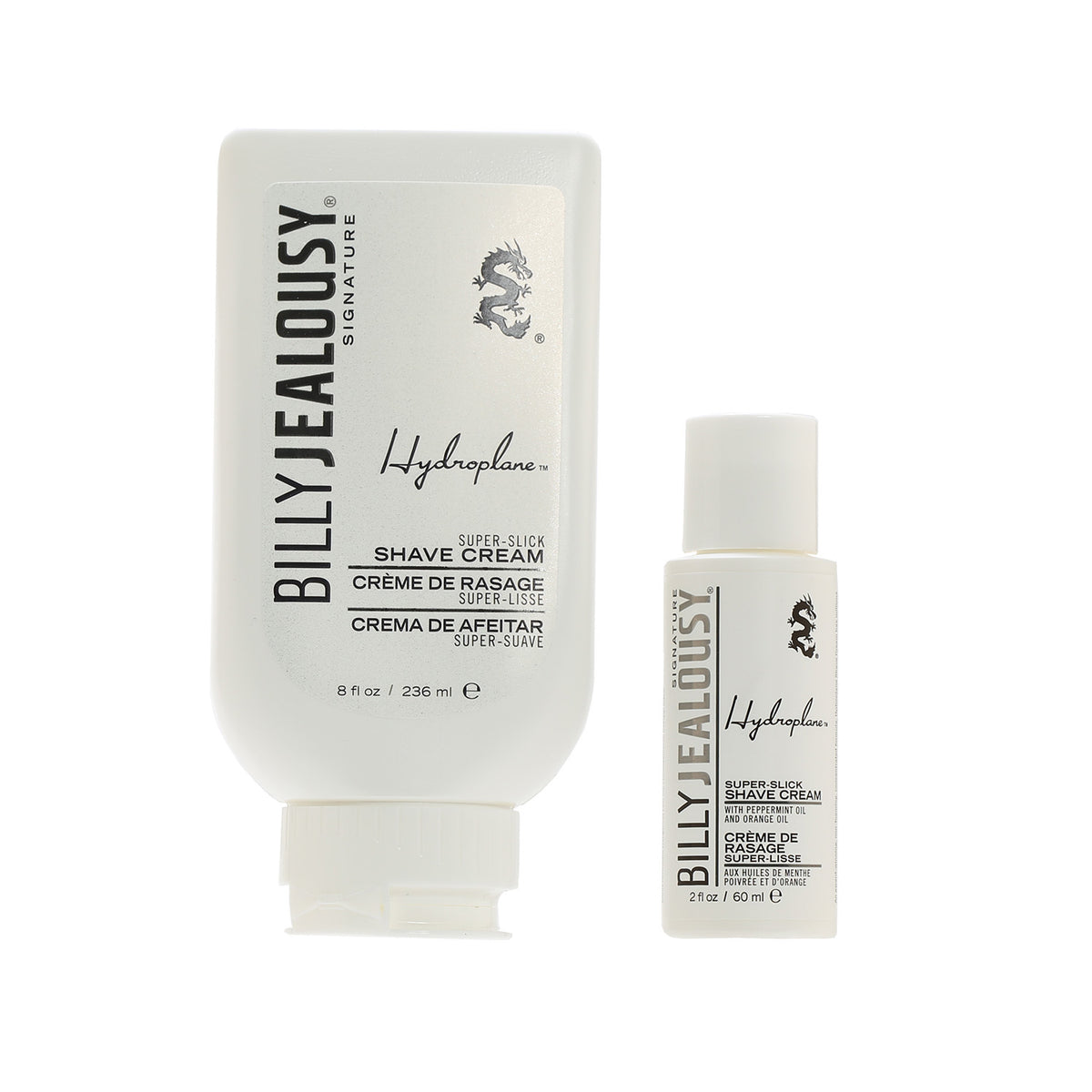 Billy Jealousy Shave Duo Hydroplane Super-Slick Shave Cream 8 OZ + 2 OZ for Travel!