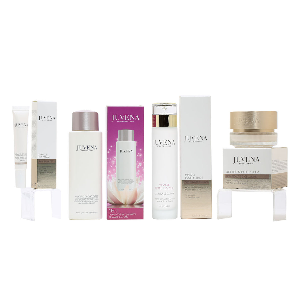 Juvena Miracle Clean Water, Eye Cream, Boost Esses and Superior Cream