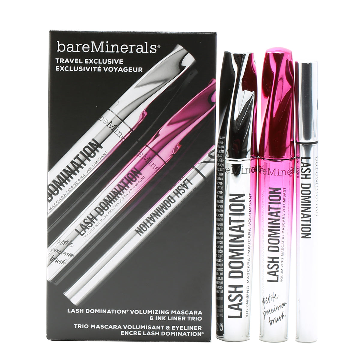 Bare Minerals Lash Domination Trio Lash Domination Volumizing Mascara, Lash Domination Volumizing Mascara Petite Precision Brush, Lash Domination Ink Liner