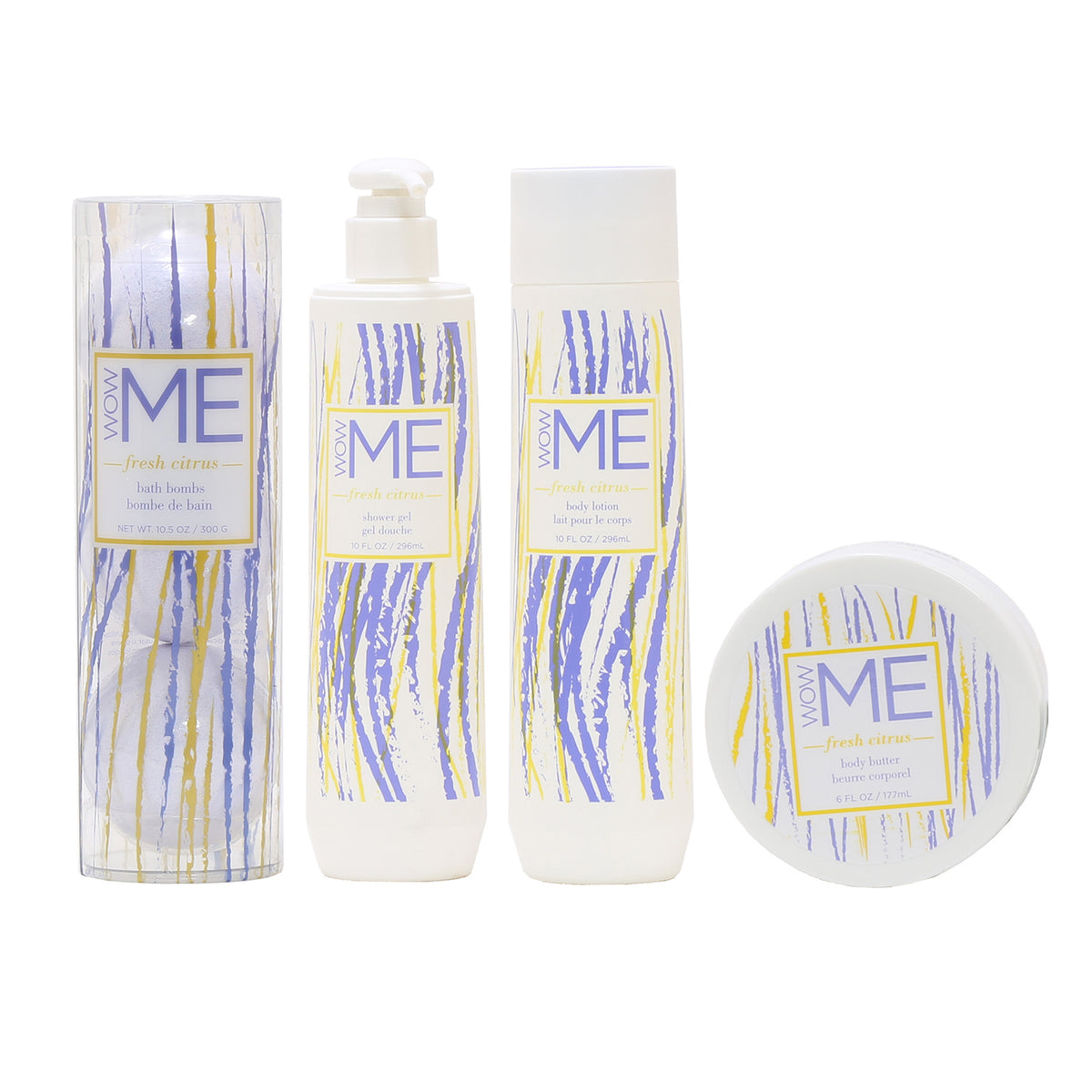 Wow Me Fresh Citrus Bath Bundle-Bath Bomb/ Shower Gel/ Body Lotion/ Body Butter