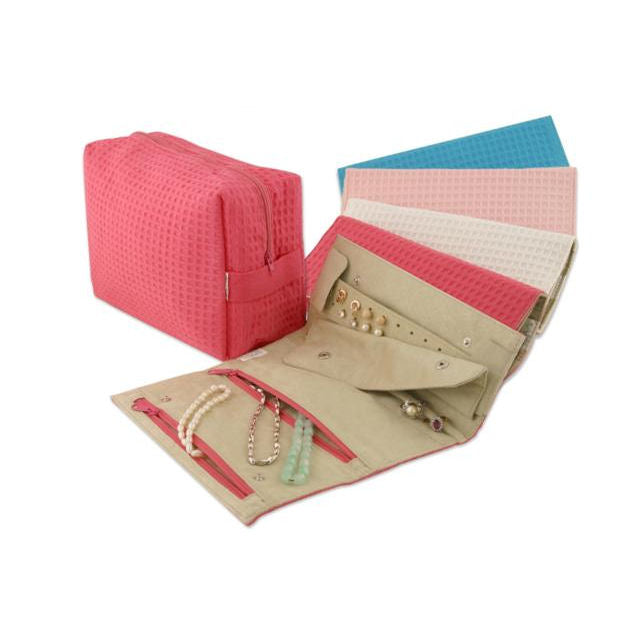 Spacific Waf Weve Cos/TRV Bag W/ Jwlry Roll Fuschia
