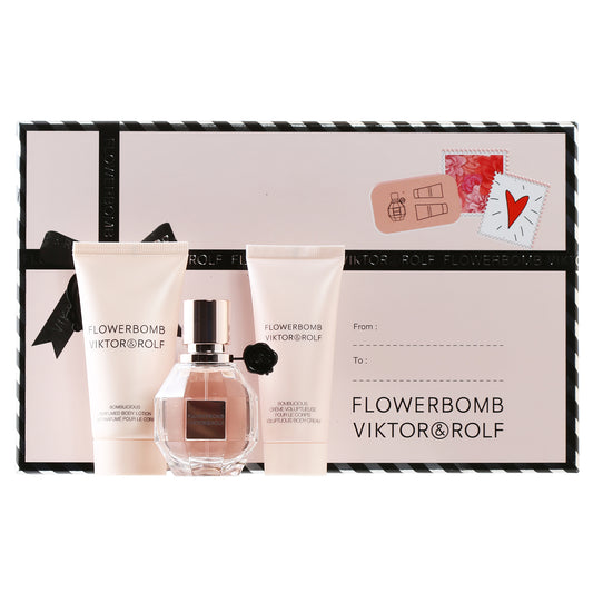 FLOWERBOMB by VIKTOR & ROLF SET-1 OZ EDP/1.7 BODY LOTION/1.36 BODY CREAM