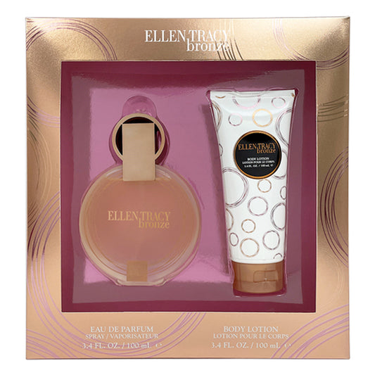 ELLEN TRACY BRONZE LADIES SET-3.4 OZ EDP/ 3.4 BODY LOTION WINDOW BOX