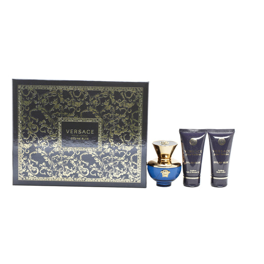 Versace Dylan Blue 3 Piece Set-1.7 OZ EDP Spray/1.7 OZ Body Lotion/1.7 OZ Bath & Shower Gel