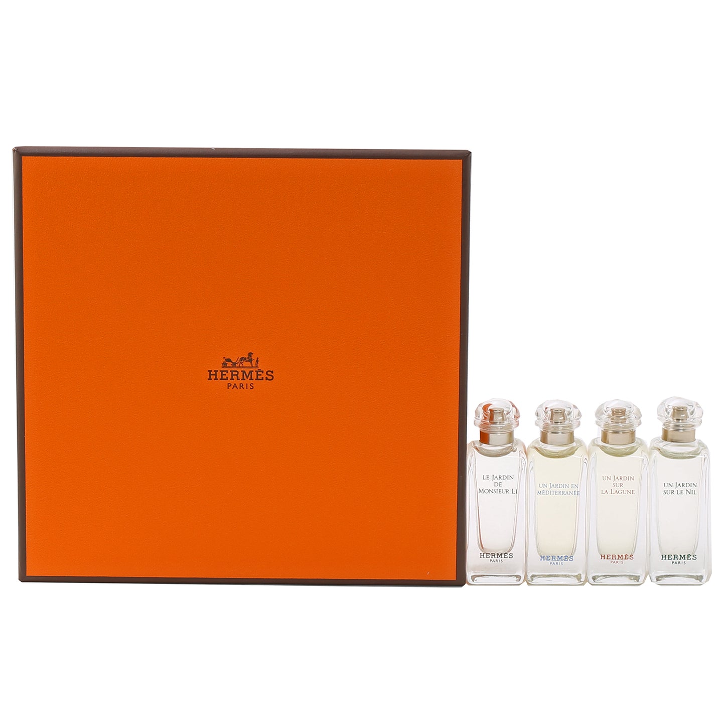 HERMES JARDIN DISCOVER UNISEX MINI SET- .25 UN JARDIN EDT, .25 UN JARDIN EN MEDITERRANEE EDT, .25 LE JARDIN DE MONSIEUR LI EDT, .25 UN JARDIN SUR LA LAGUNE EDT