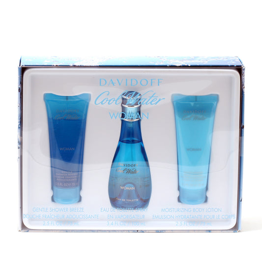 Cool Water Ladies by Davidoff Set 3.4 OZ Spray/2.5 OZ Shower Gel/2.5 OZ Body Lotion
