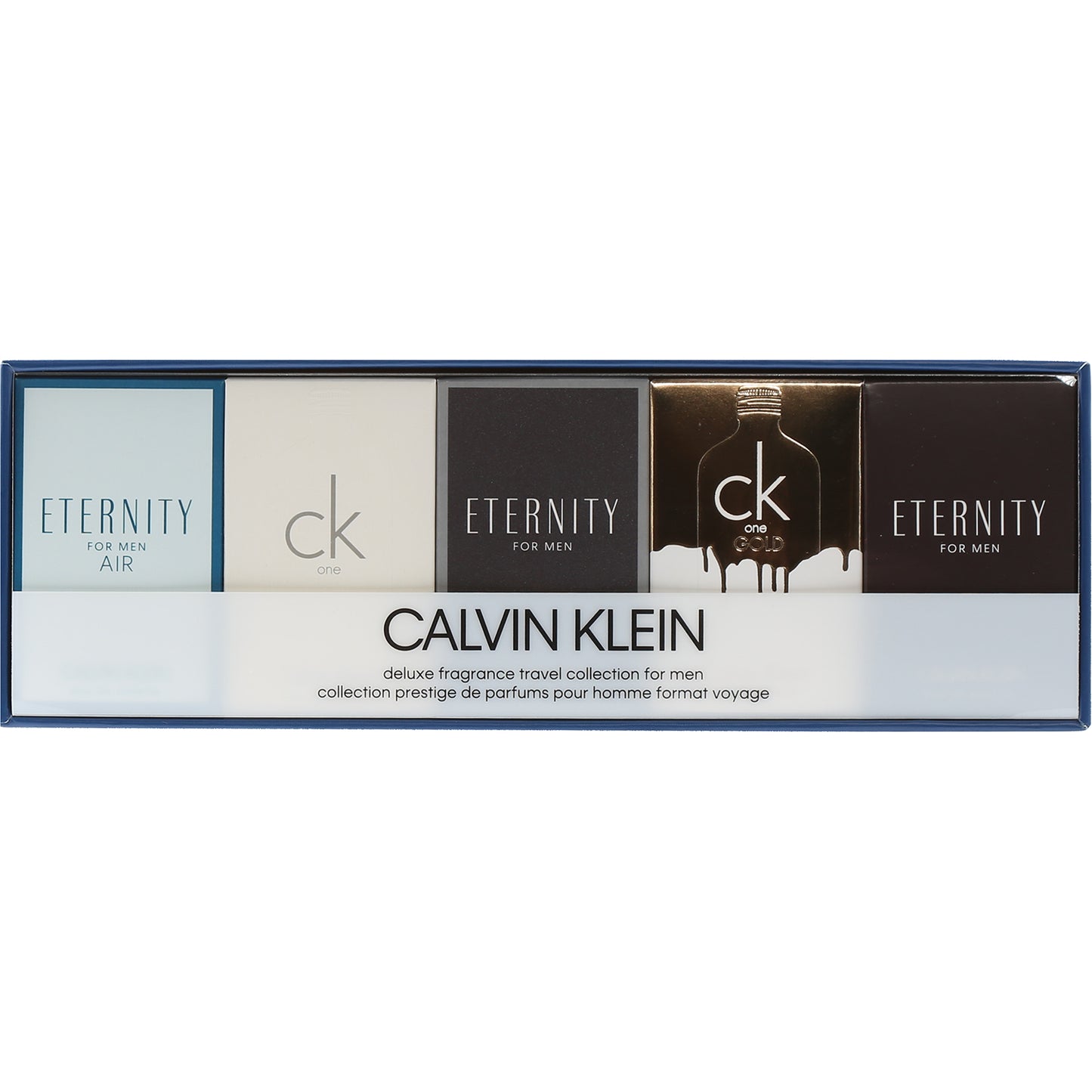 CALVIN KLEIN MENS MINI SET .33 OZ ETERNITY AIR, .33 OZ CK ONE, .33 OZ ETERNITY EDT, .33 OZ GK GOLD, .33 OZ ETERNITY EDP