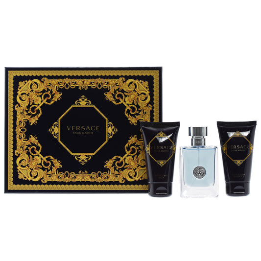 VERSACE POUR HOMME SET 1 OZ EDT SP/1.7 HAIR & B/SHAM