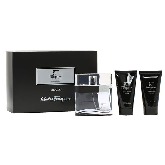F by Ferragamo Black Men Set- 3.4 OZ Spray/2.5 OZ Shower Gel