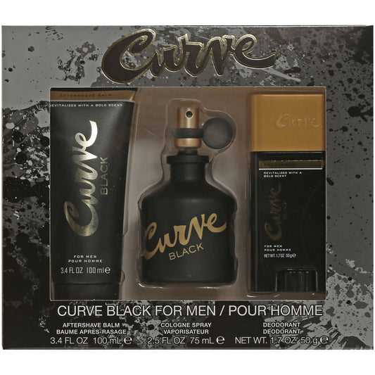 Curve Black 3 PC Set-2.5 OZ EDC, 3.4 OZ After Shave, 1.7 OZ Deodorant
