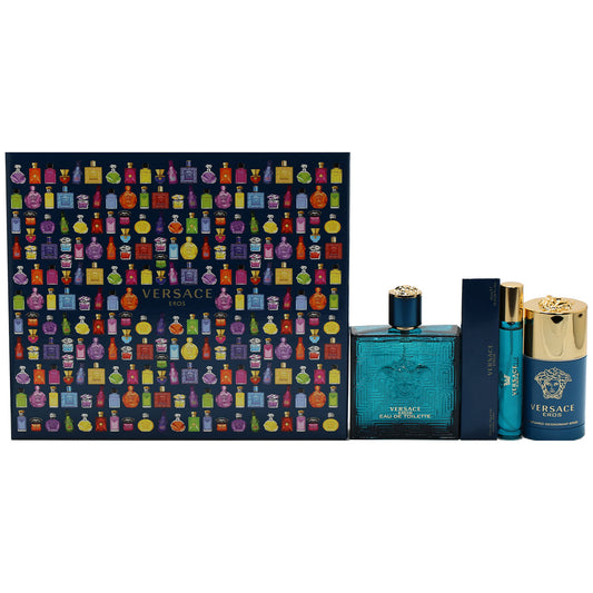 VERSACE EROS FOR MEN SET 3.4 EDT/0.3 SPR/TROUSSE