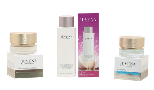 JUVENA MIRACLE CLEAN WTER, AQUA RECHARGE GEL AND SUPERIOR CREAM SET