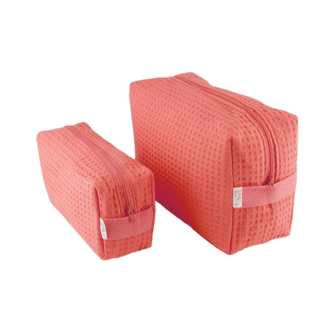 Spacific Waffle Cosm Bag Set 1 LG/1SMALL Coral