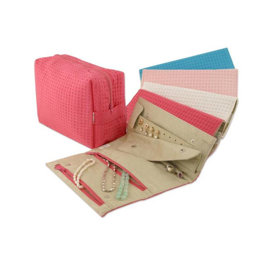 Spacific Waf Weve Cos/TRV Bag W/ Jwlry Roll Fuschia
