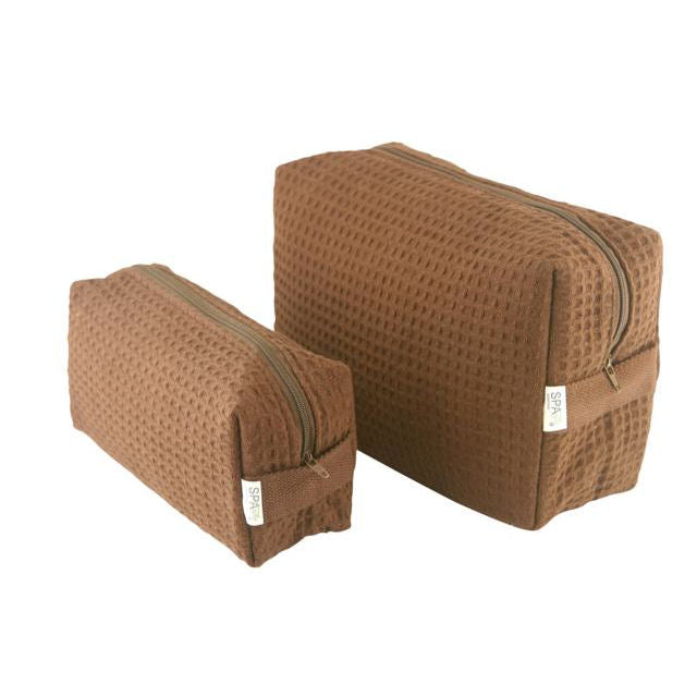 Spacific Waffle Cosm Bag Set 1 LG/1SMALL Chocolate