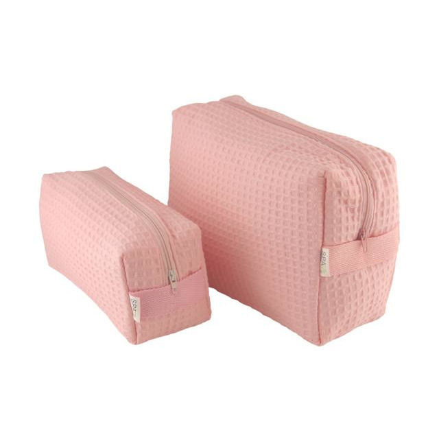 Spacific Waffle Cosm Bag Set 1 LG/1SMALL L Pink